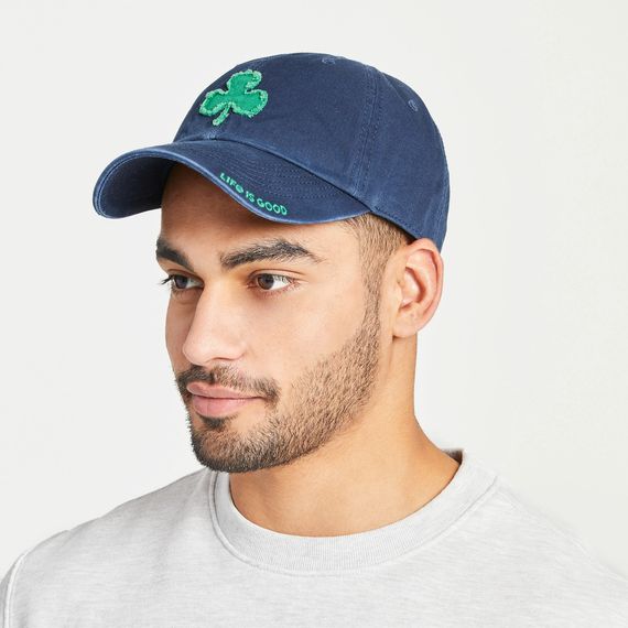 Life is Good Tattered Chill Cap Aplique Shamrock Darkest Blue