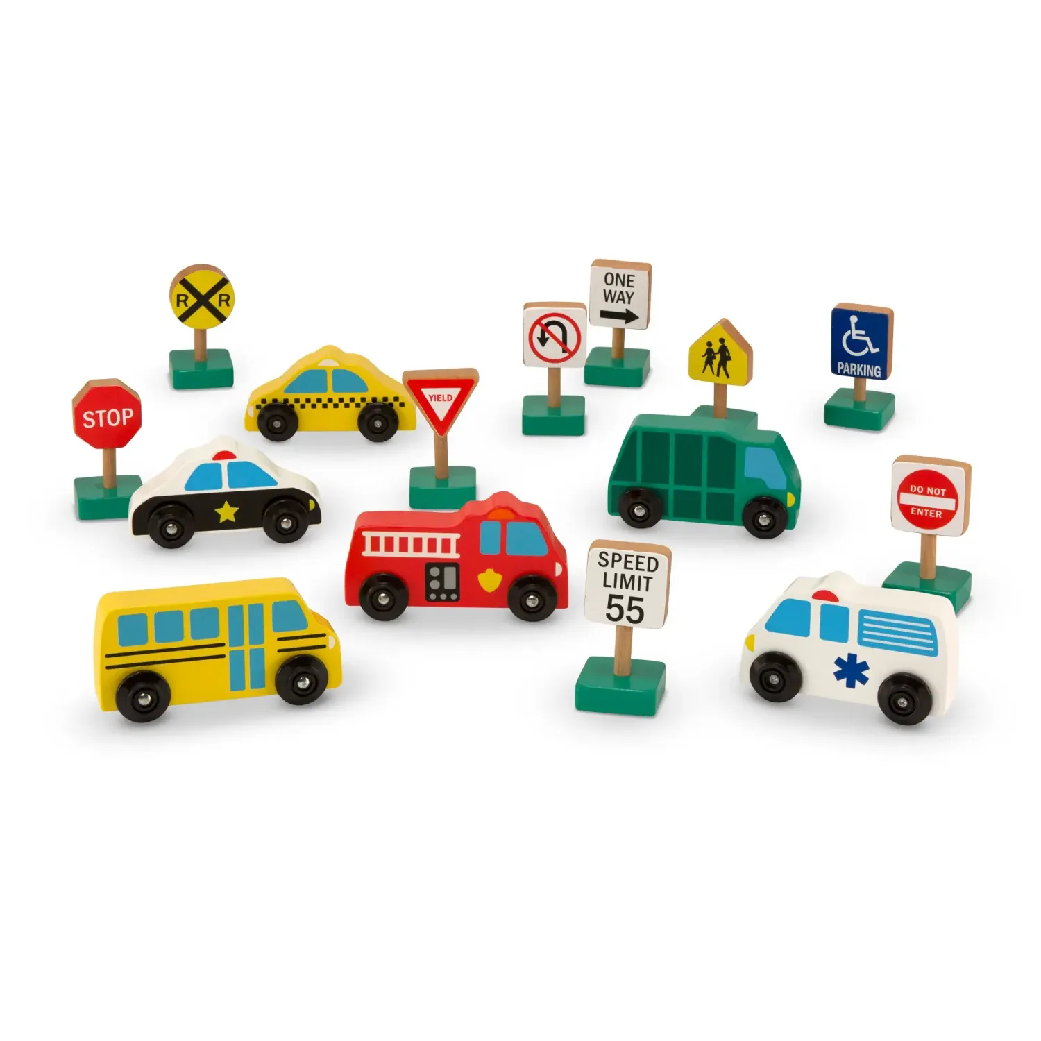 Melissa &amp; Doug Wooden Vehicles and Traffic Signs