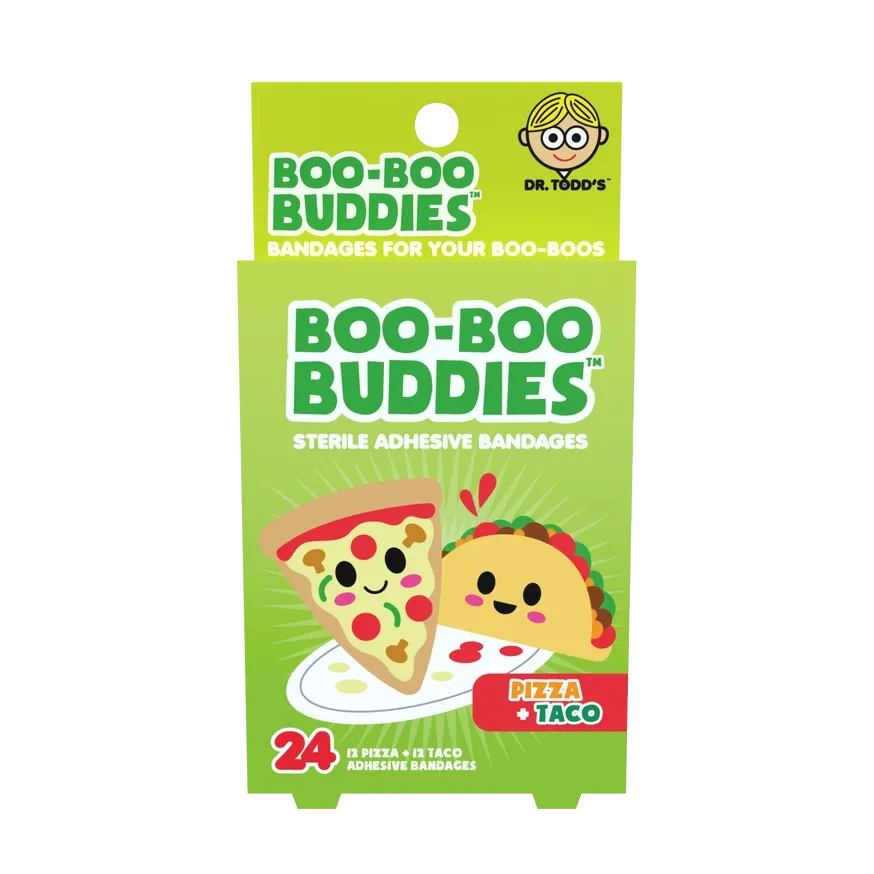 Kids Bandages – Pizza + Taco (24 Count, Latex-Free)