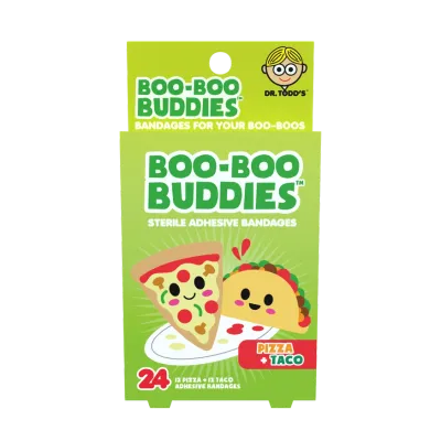 Kids Bandages – Pizza + Taco (24 Count, Latex-Free)