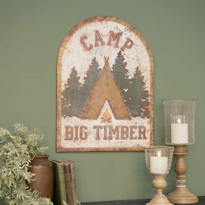 Camp Big Timber | Distressed Metal Arch Sign