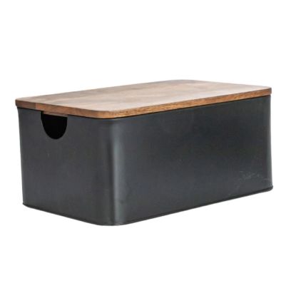 Metal Container with Mango Lid Sm 10x7.25x4.5