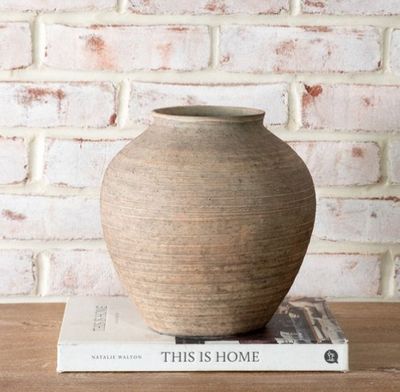 Natural Stripe Ceramic Vase 8.8”