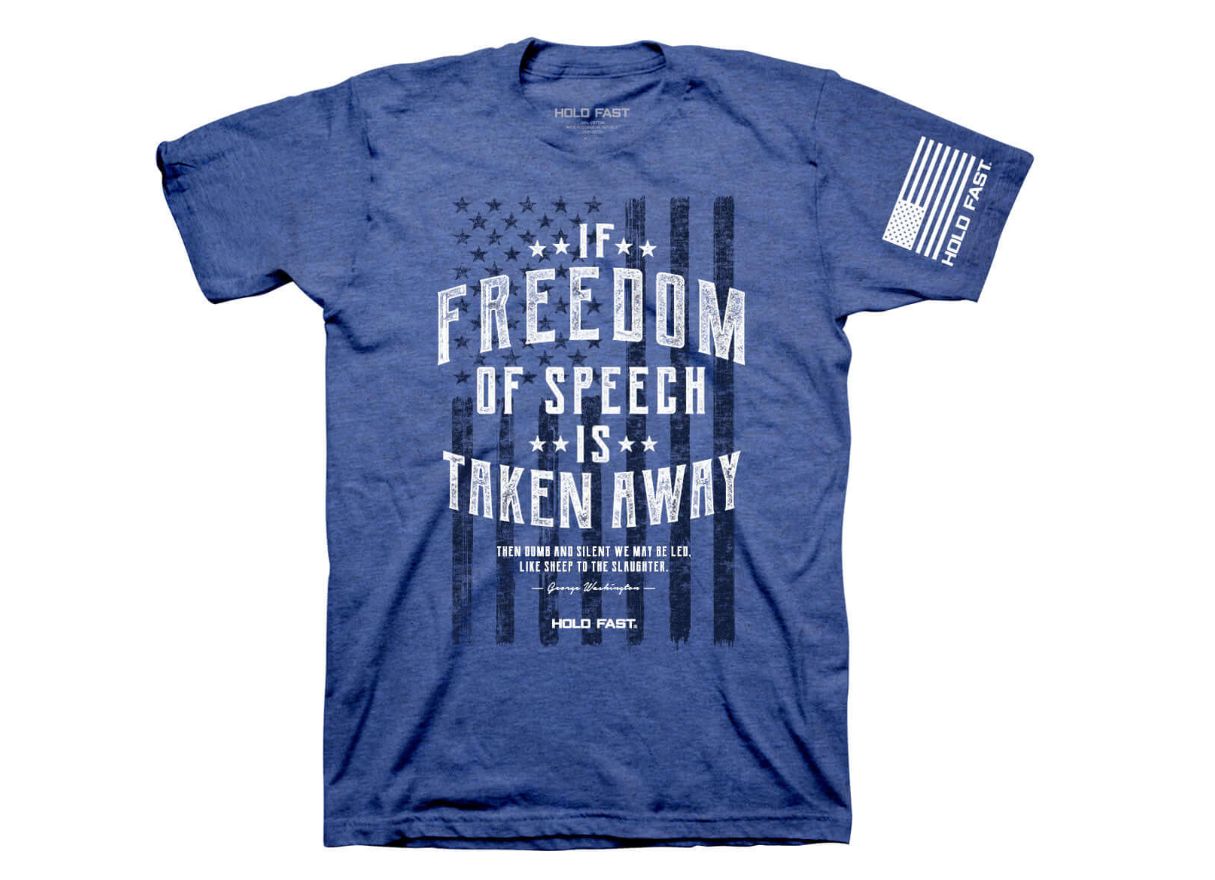 Freedom of Speech Hold Fast Tee Royal Heather, Size: SM