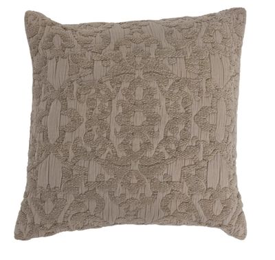 Woven Cotton Jacquard Pillow Taupe 18” Square