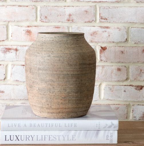 Natural Stripe Ceramic Vase 9.6”