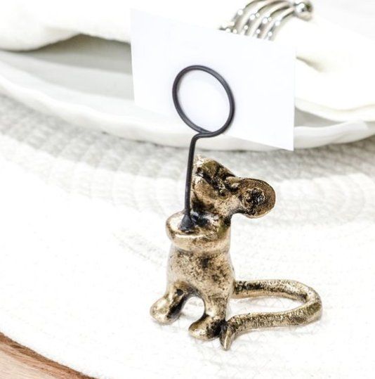 Gold Mouse Place Card Holder