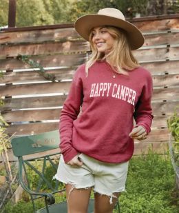 Happy Camper Sweatshirt Vintage Cranberry, Size: SM