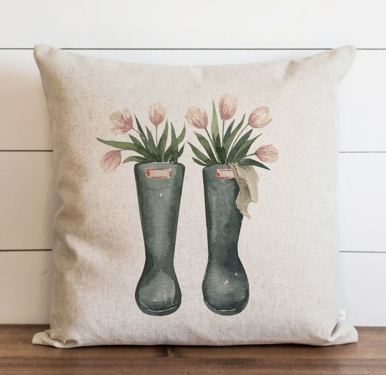 Tulip Boots Natural Pillow 18” Square