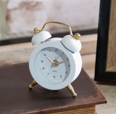 White Mini 2-Bell Alarm Clock