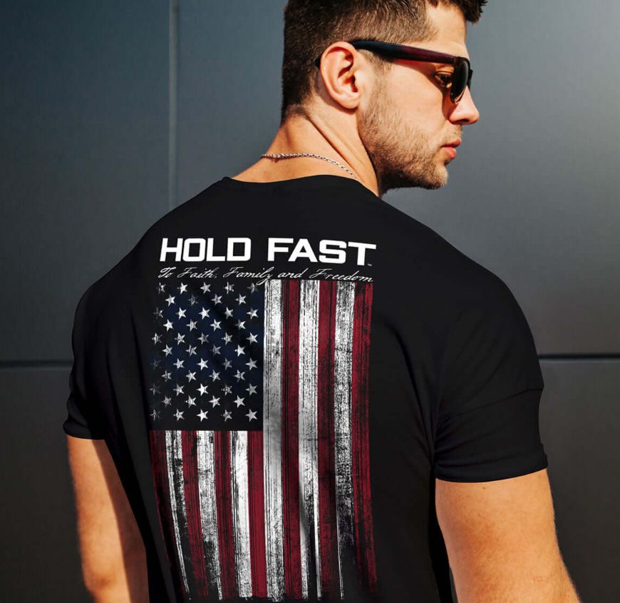 US Flag Hold Fast Tee Black, Size: SM