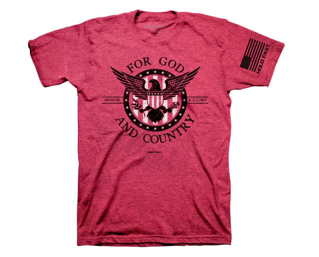God and Country Hold Fast Tee Red Heather, Size: SM