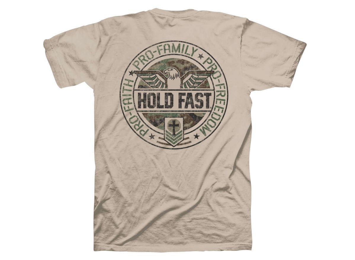 Pro Faith Family Freedom Hold Fast Tee Khaki, Size: SM
