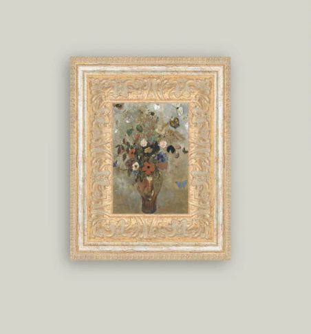 Flower Butterfly Vase Vintage Framed Antique Style Sign 7 x 9”