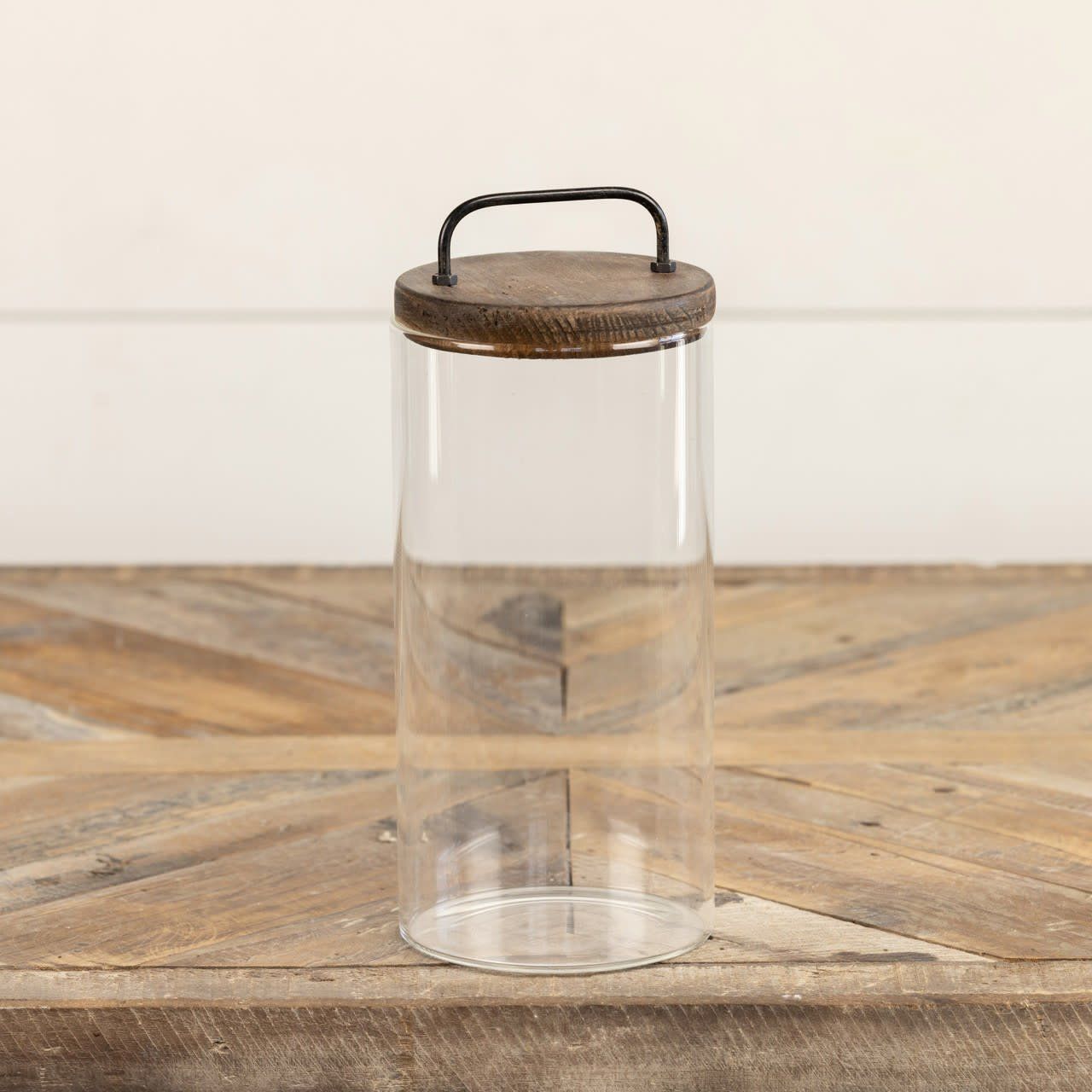 Glass Jar with Wood Lid LG 9.5”