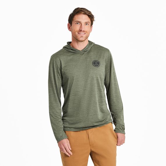 Life is Good Men's ATV Canoe Long Sleeve Sun Crusher, Color: Moss Green, Size: M