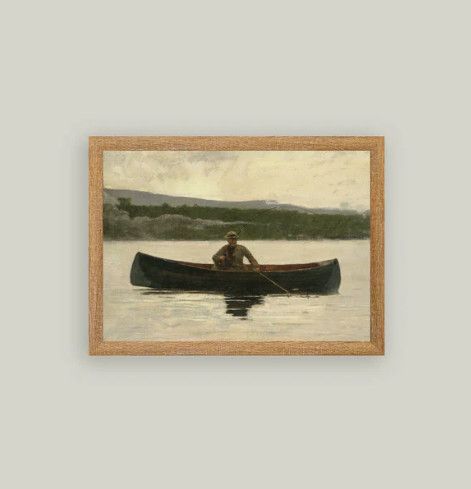 Fisherman in Boat Wall Art 15"x11" (Framed)