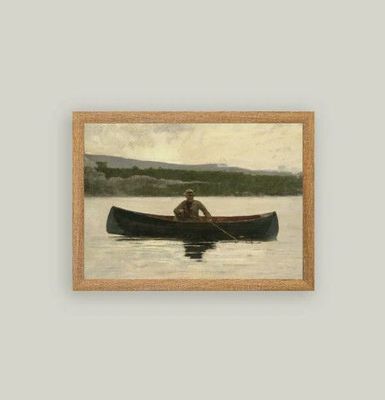 Fisherman in Boat Wall Art 15"x11" (Framed)