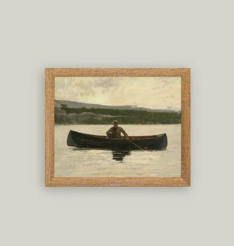 Fisherman in Boat Wall Art 9"x7" (Framed)