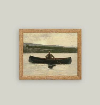 Fisherman in Boat Wall Art 9"x7" (Framed)