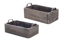 Wood/Steel Tray 14.5”L x 9”W x 5.5”H