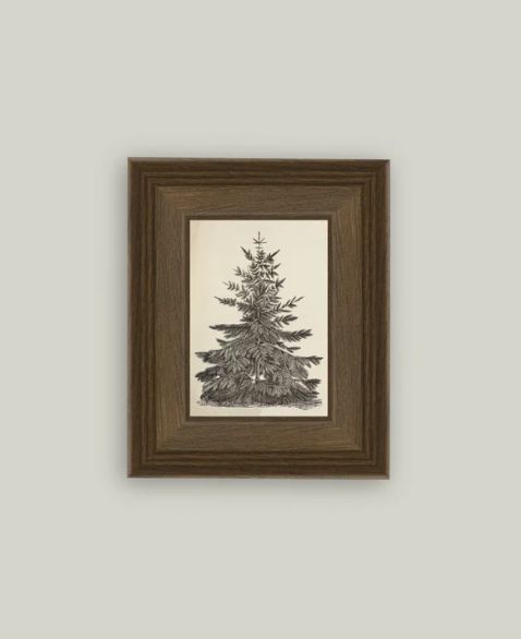 Vintage Pine Tree Vintage Framed Antique Style Sign 5x7”