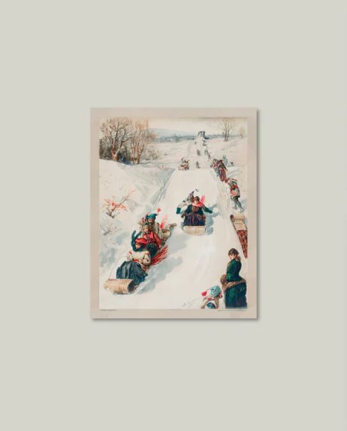 Tobogganing in the Countryside Artist Board 11x14