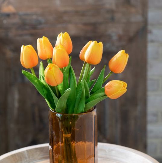9” Sunset Orange Tulip Bunch