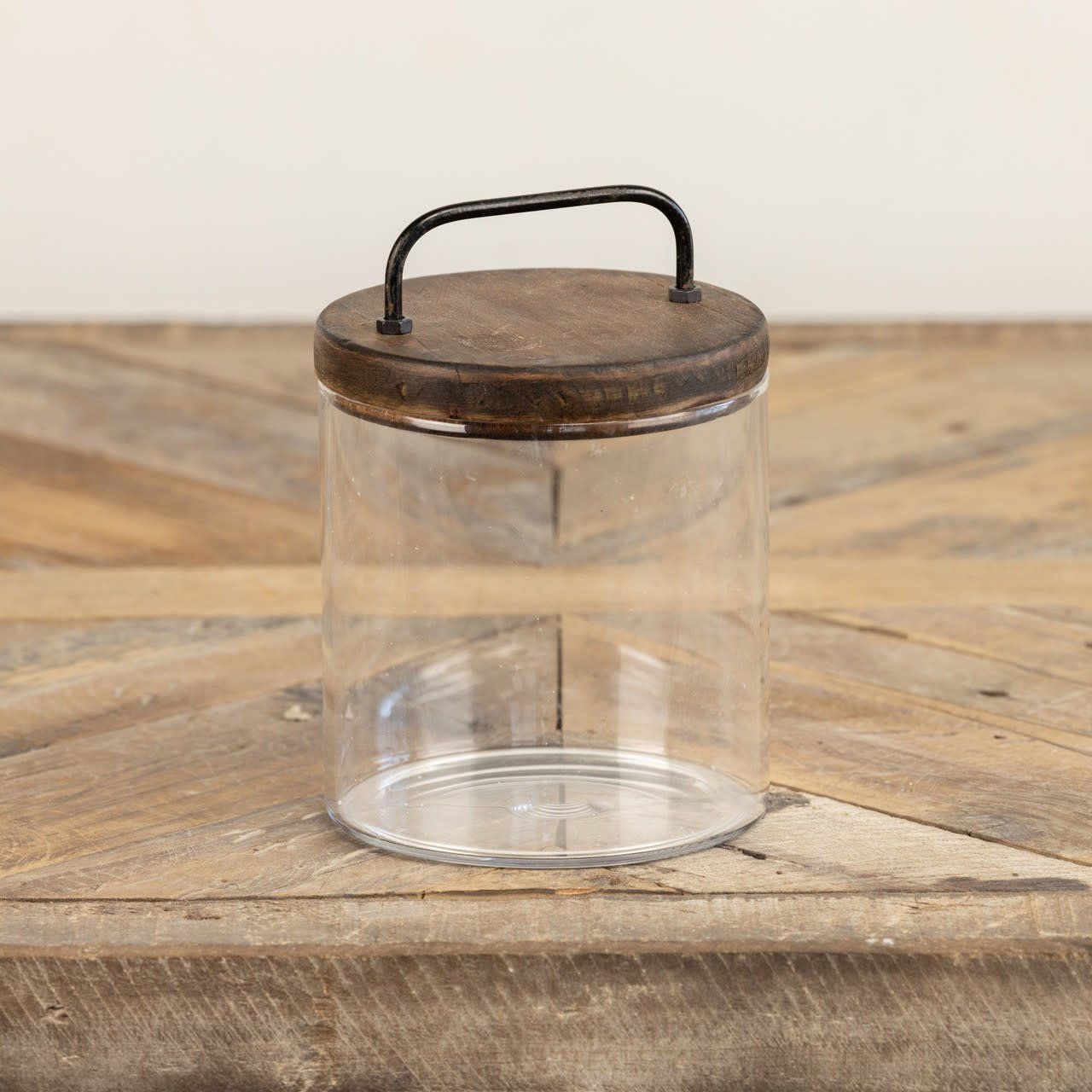 Glass Jar with Wood Lid SM 5.75”