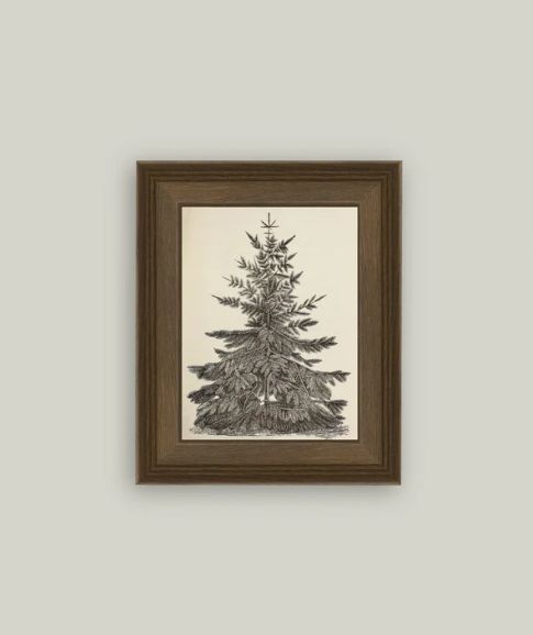 Vintage Pine Tree Vintage Framed Antique Style Art Print 8x10”