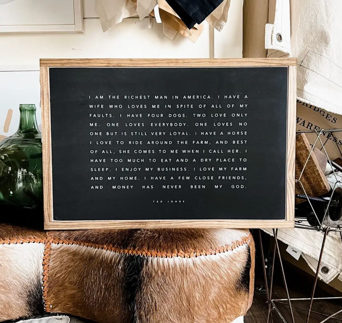 Richest Man in America Ted Jones Sign Black 16x24