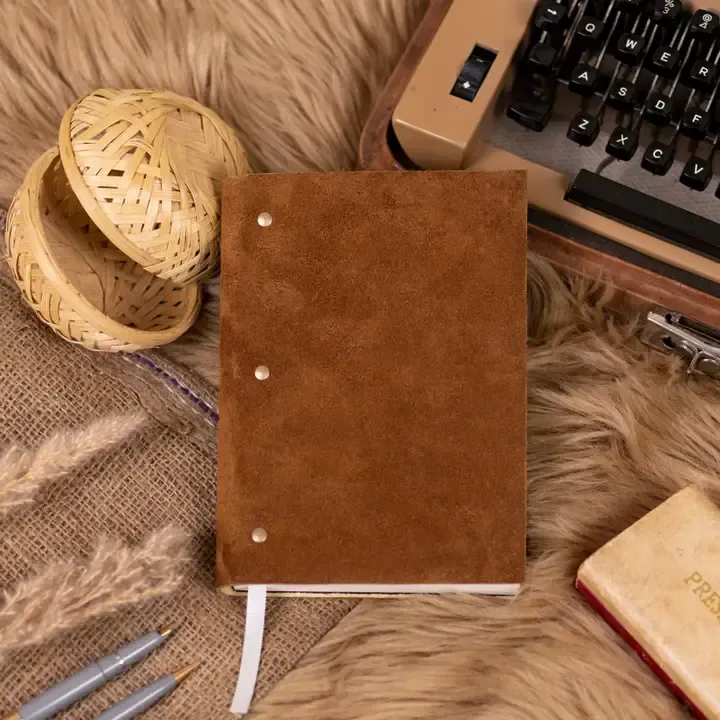 Soft Cover Suede Leather Diary Journal, Color: Brown