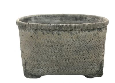 Cement Faux Oblong Basket Planter