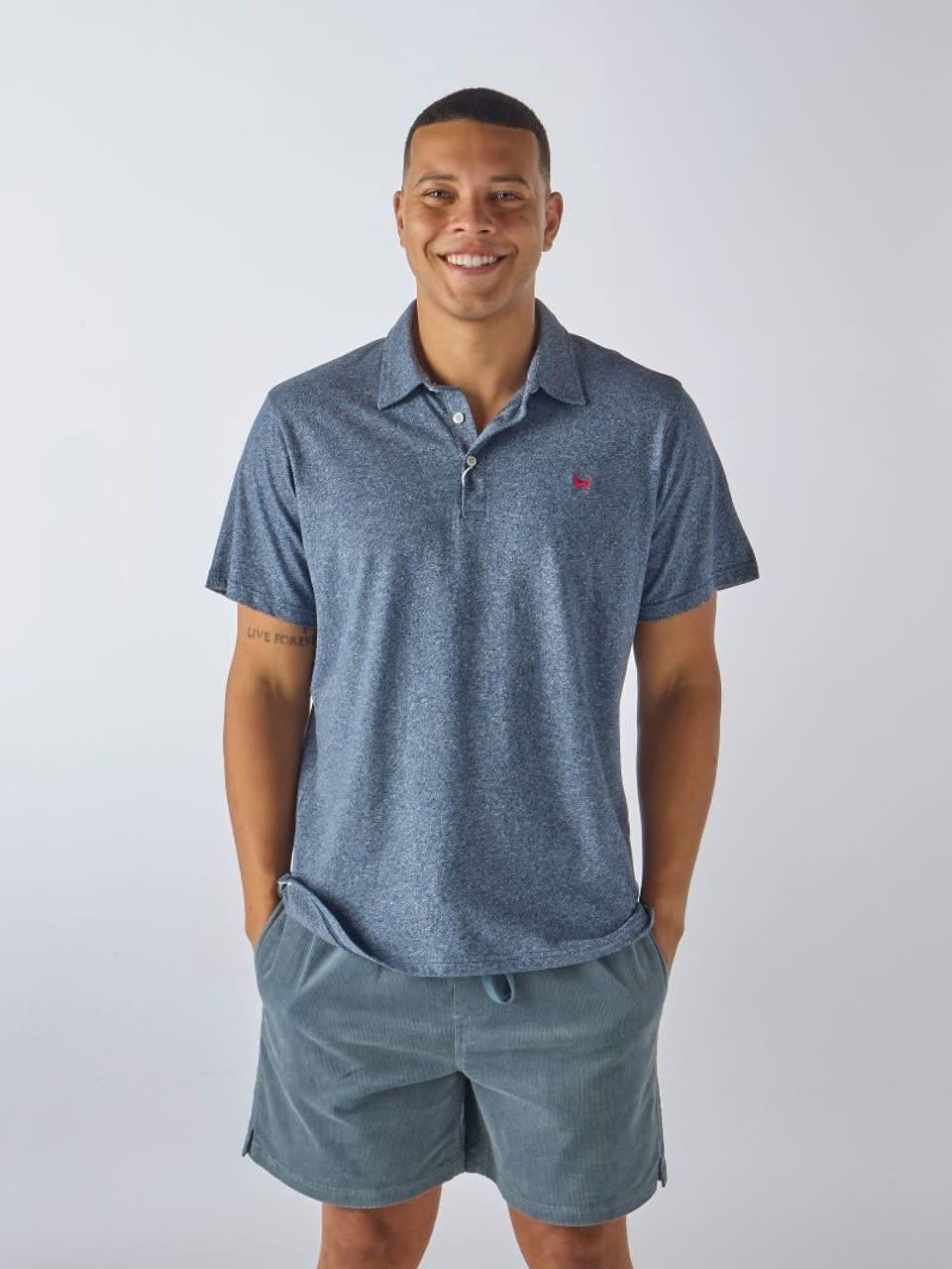 Simply Southern Men's Heather Polo, Color: Navy, Size: SM