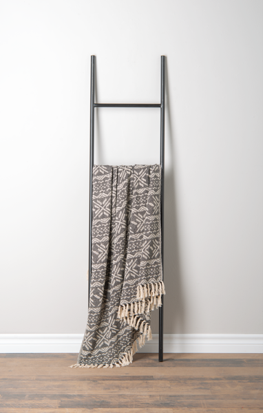 Black &amp; Natural Snowflake Woven Throw