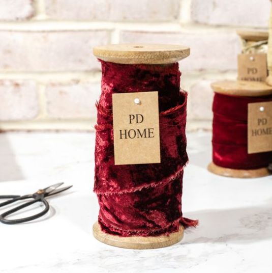 Dark Red Velvet Ribbon Spool, 50MM x 10 Yds