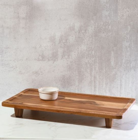 Rectangle Acacia Wood Board w/Feet 24"