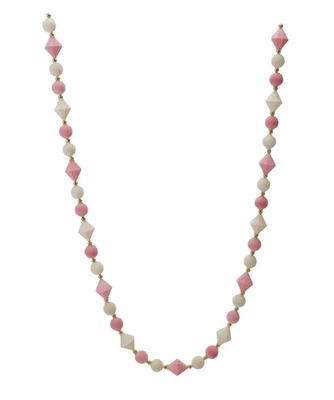 Flocked Glass Ornament Garland, Gold Finish, Pink &amp; Cream, 72”