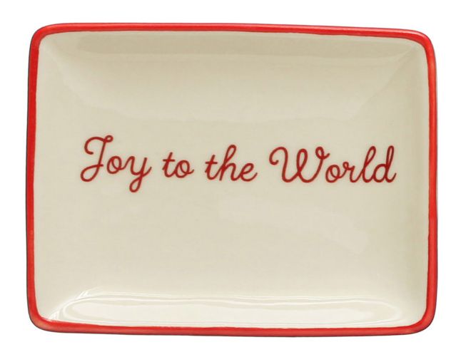 Stoneware Dish w/ Holiday Words Joy to the World