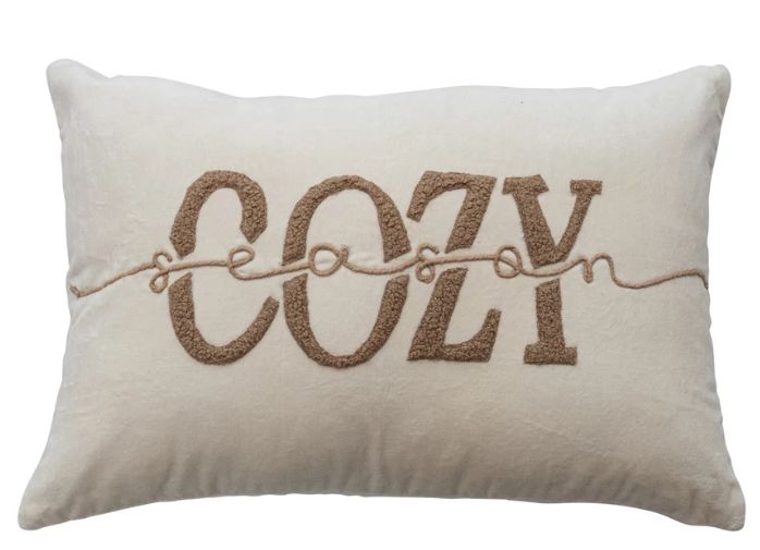 Woven Blend Velvet Lumbar Pillow with Tufting &amp; Hand Embroidery