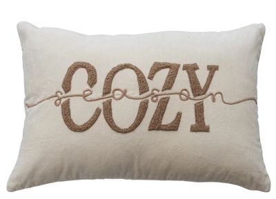 Woven Blend Velvet Lumbar Pillow with Tufting &amp; Hand Embroidery