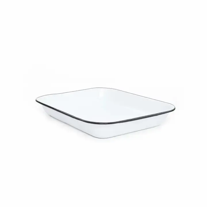 Crow Canyon Enamel Open Roaster, Size: Large, Style: Black Rim