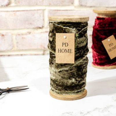 Olive Velvet Ribbon Spool, 50MM x 10 Yds