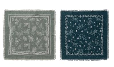 Napkins with Pine Bough Patterns &amp; Frayed Edges, Set of 4