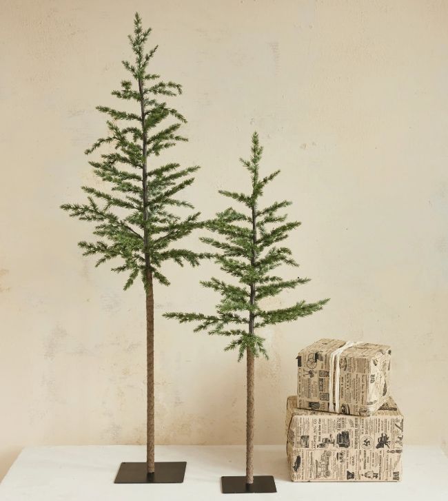 Faux Pine Tree with Metal Base