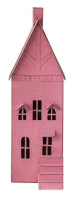 Metal House, Patina Finish, approx 12-1/2”H Pink
