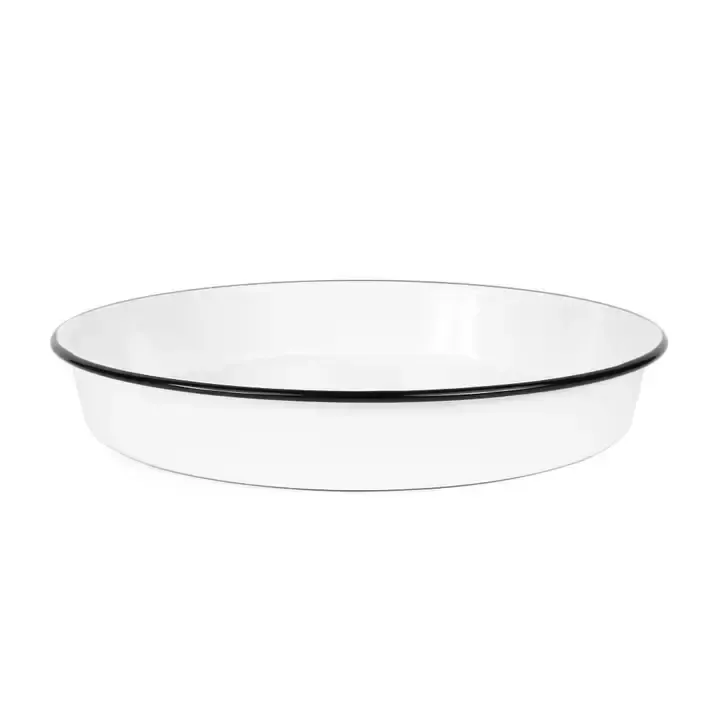 Crow Canyon Enamel Cocktail Tray/ Deep Dish Pizza Pan 12", Color: Black Rim