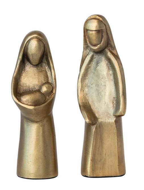 Holy Family, Cast Aluminum, Antique Gold Finish, Set of 2