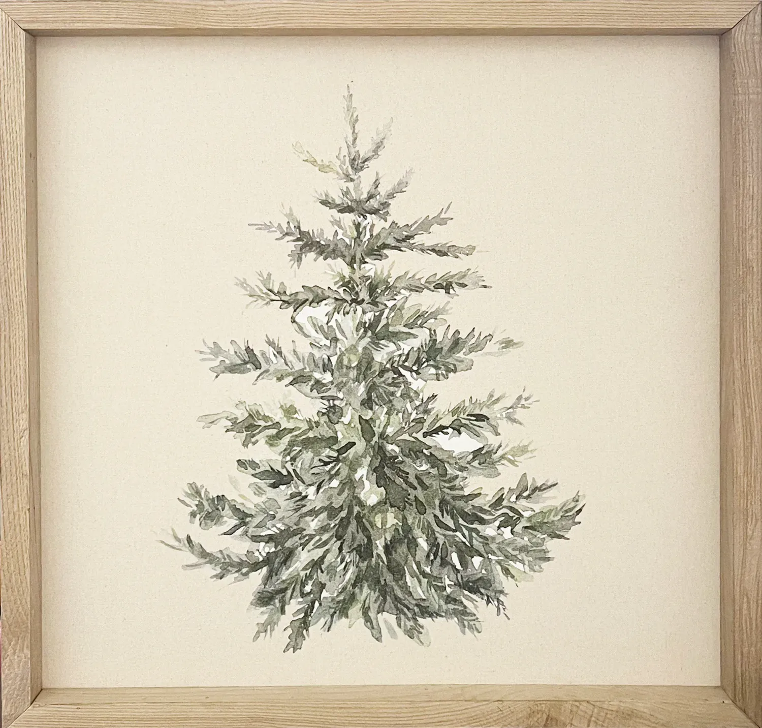 Oak Frame Textured Christmas Tree 24"x24" Art Print