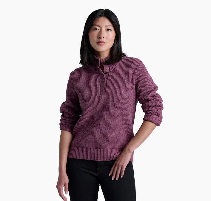 KUHL Women's Fireside Henley Sweater, Color: Mauve, Size: SM